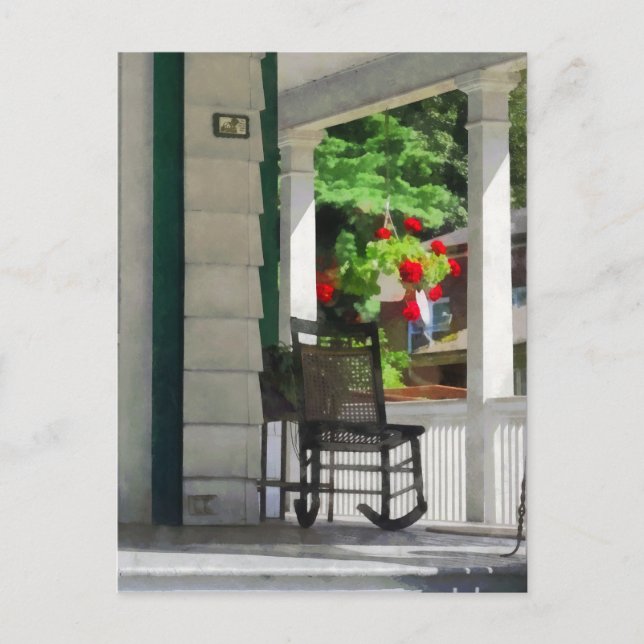 Suburbs - Porch With Rocking Chair and Geraniums Postcard (Front)