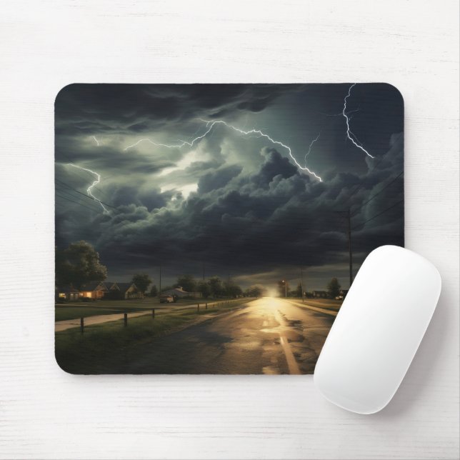 Suburbs Thunderstorm Mouse Mat (With Mouse)