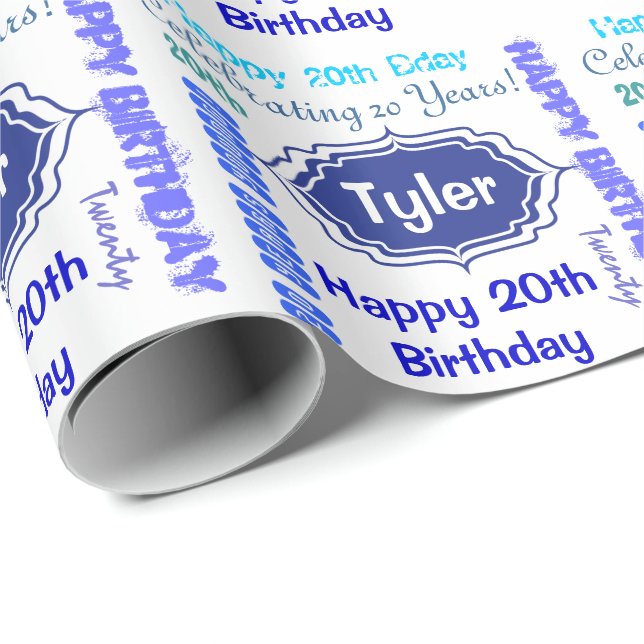 Subway Art Happy Birthday | Personalise Wrapping Paper (Roll Corner)