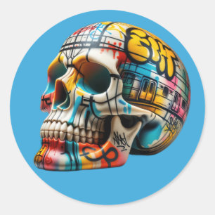 Subway Art Skull Classic Round Sticker