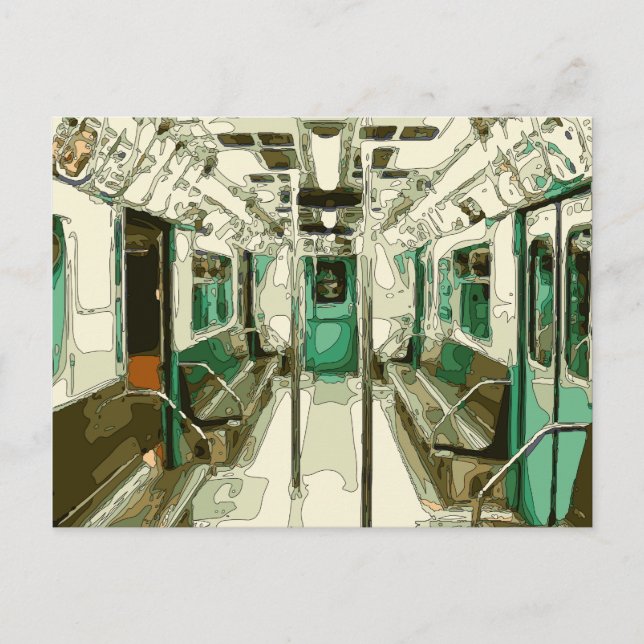 Subway Car Within the Metal Postcard (Front)
