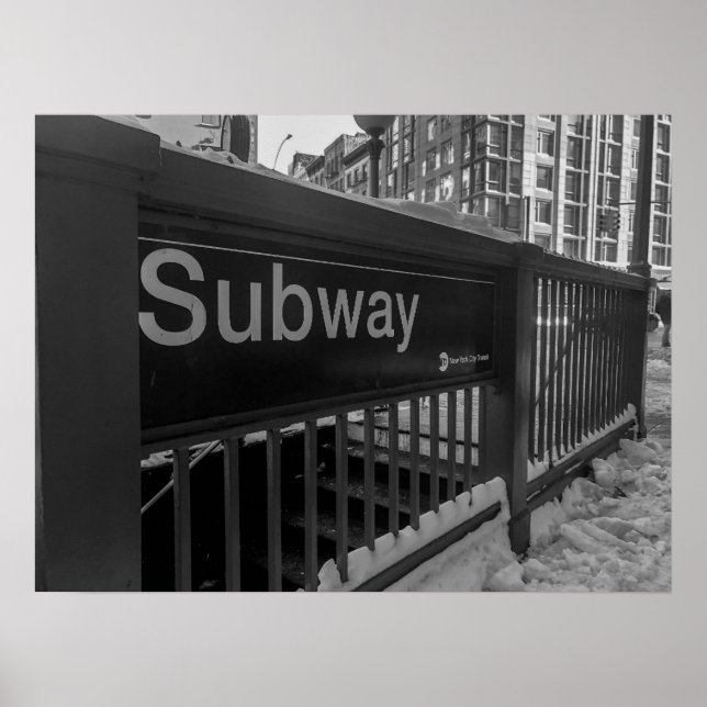 Subway Entrance Sign New York City Poster (Front)