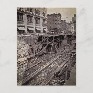 Subway Excavation Seventh Ave and 24-25th NYC Postcard