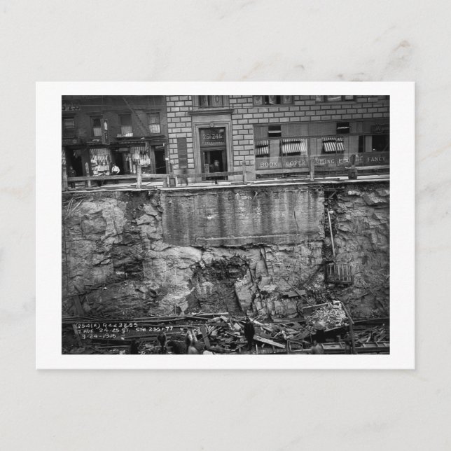 Subway Excavation Seventh Ave and 24-25th Streets Postcard (Front)