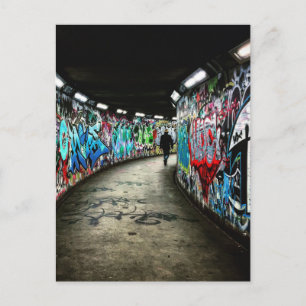 Subway graffiti art postcard