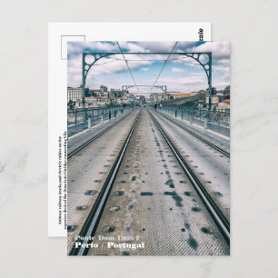 Subway railway on Dom Luis I bridge superior deck Postcard