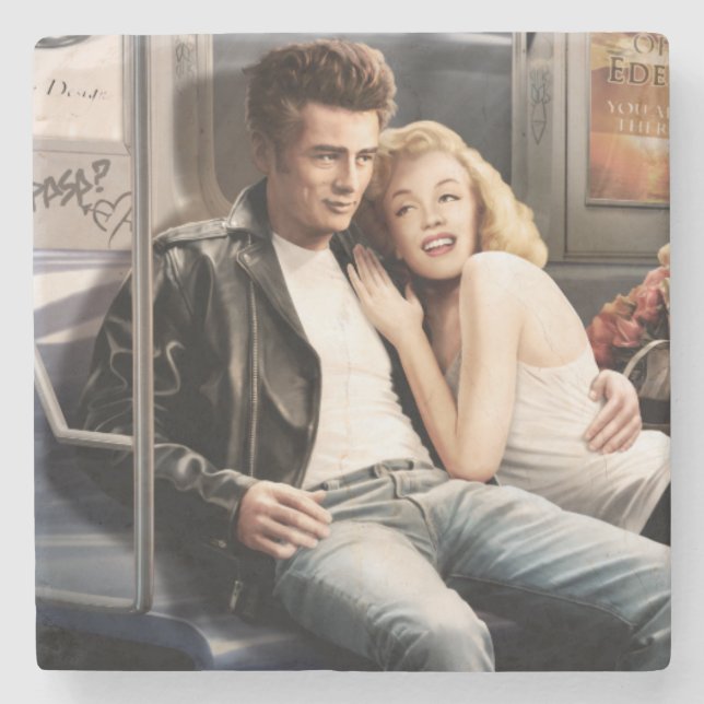 Subway Riders Stone Coaster (Front)