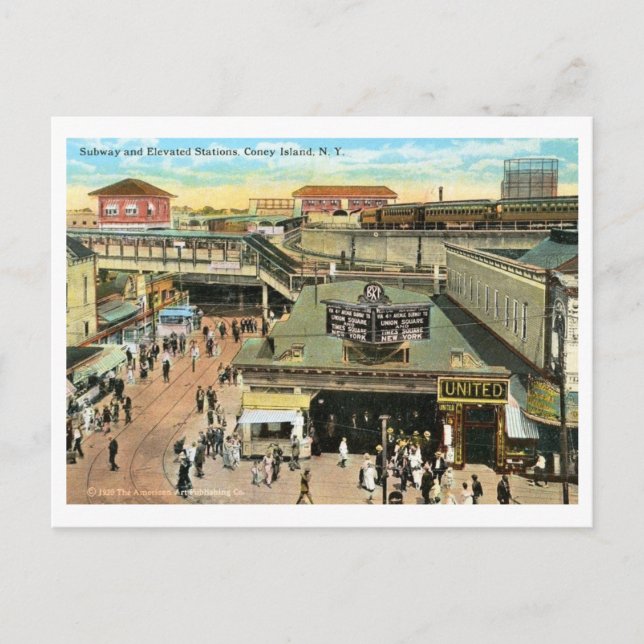 Subway Station, Coney Island, Brooklyn Vintage Postcard (Front)