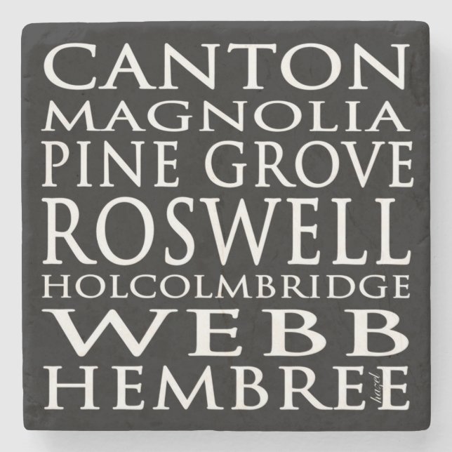 Subway Street Signs, Roswell, Georgia Marble Stone Stone Coaster (Front)