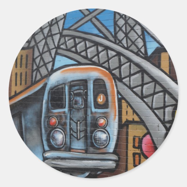Subway train urban graffiti art classic round sticker (Front)
