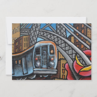 Subway train urban graffiti art invitation