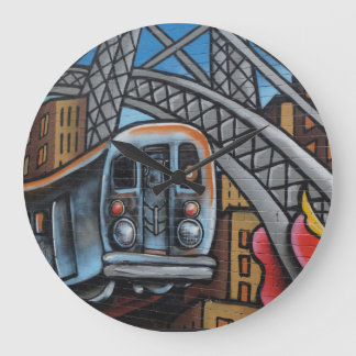 Subway train urban graffiti art large clock