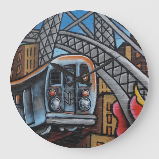 Subway train urban graffiti art large clock (Front)