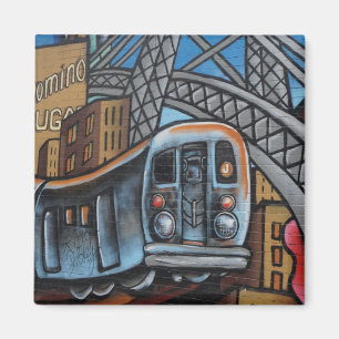 Subway train urban graffiti art magnet