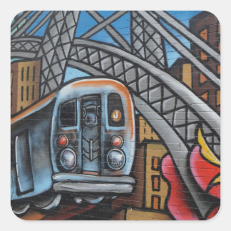 Subway train urban graffiti art square sticker