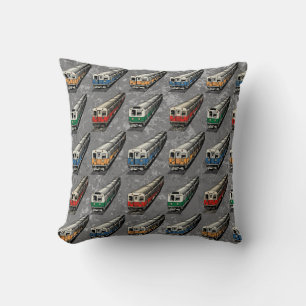 Subway Trains Throw Pillow