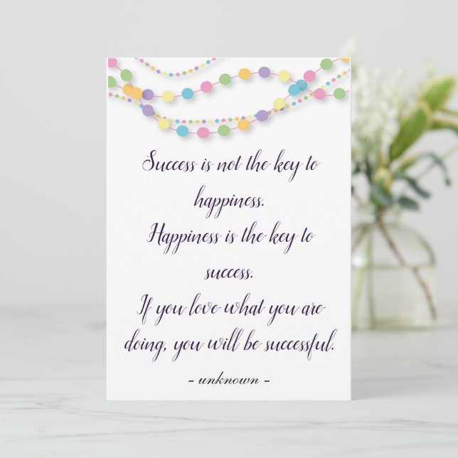Success And Happiness Custom Motivational Quotes  Holiday Card (Standing Front)