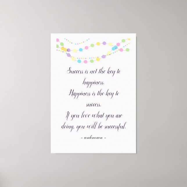 Success And Happiness Inspirational Custom Quotes  Canvas Print (Front)