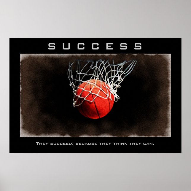 Success Basketball Artwork Motivational Inspire Poster (Front)