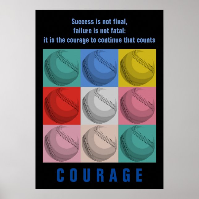 Success Courage Baseball Inspirational Poster (Front)