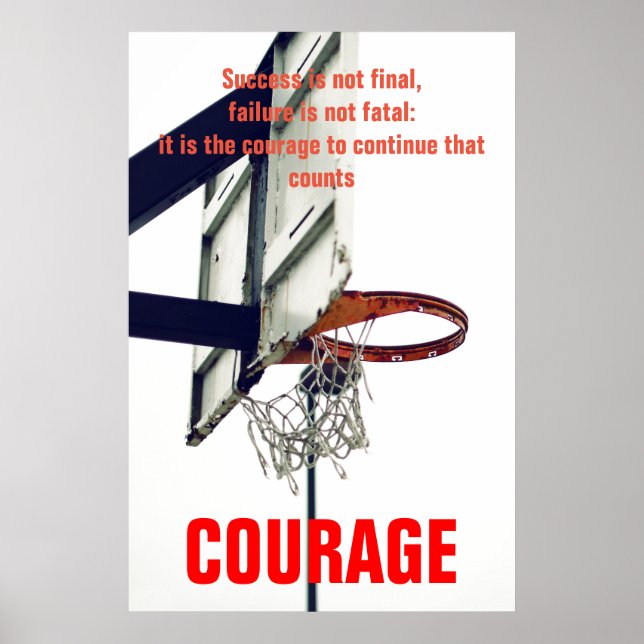 Success Courage Basketball Inspirational Poster (Front)