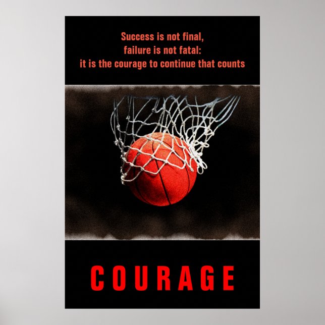 Success Courage Basketball Inspirational Poster (Front)