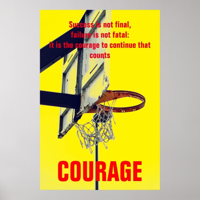 Success Courage Basketball Inspirational Poster (Front)