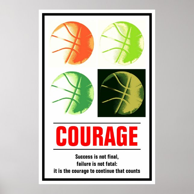 Success Courage Basketball Motivational Poster (Front)