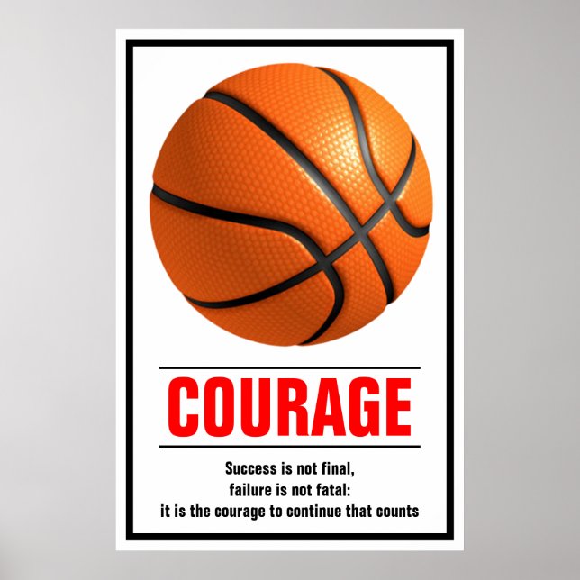 Success Courage Basketball Motivational Poster (Front)