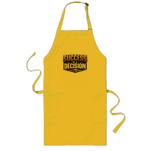 Success Gold Typography on Black Long Apron