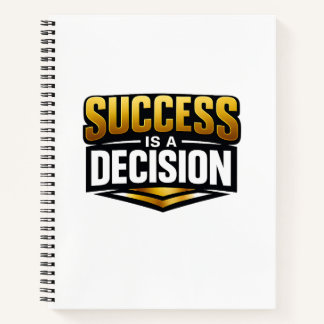 Success Gold Typography on Black Notebook
