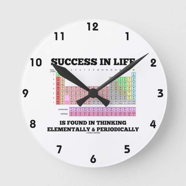 Success In Life Is Found In Thinking Elementally Round Clock (Front)