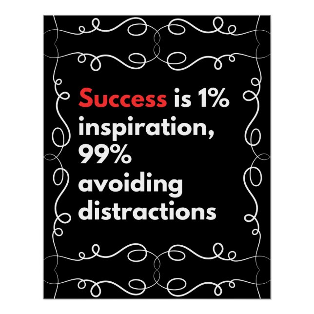 Success is 1% inspiration,99% avoiding distraction poster (Front)