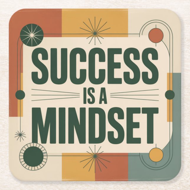 Success Is A Mindset Square Paper Coaster (Front)
