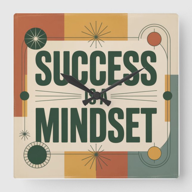 Success Is A Mindset Square Wall Clock (Front)