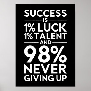 Success Is Never Giving Up - Motivational Poster