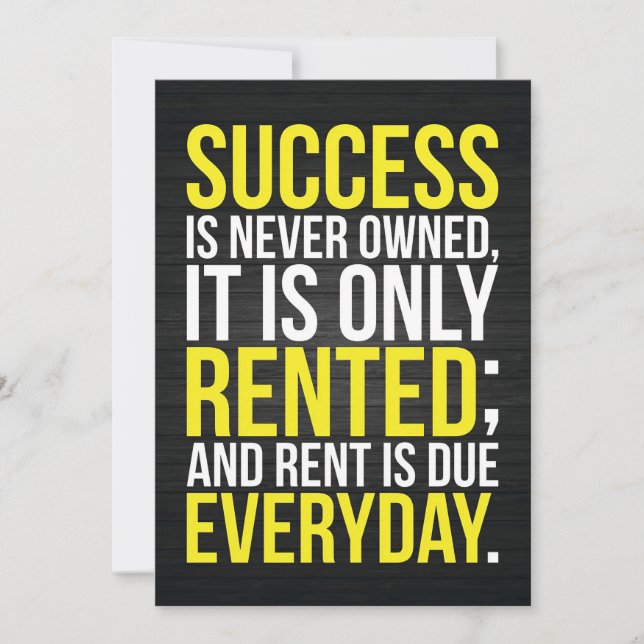 Success Is Never Owned Thank You Card (Front)