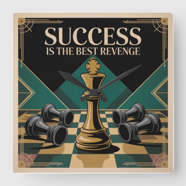 Success Is The Best Revenge Square Wall Clock (Front)