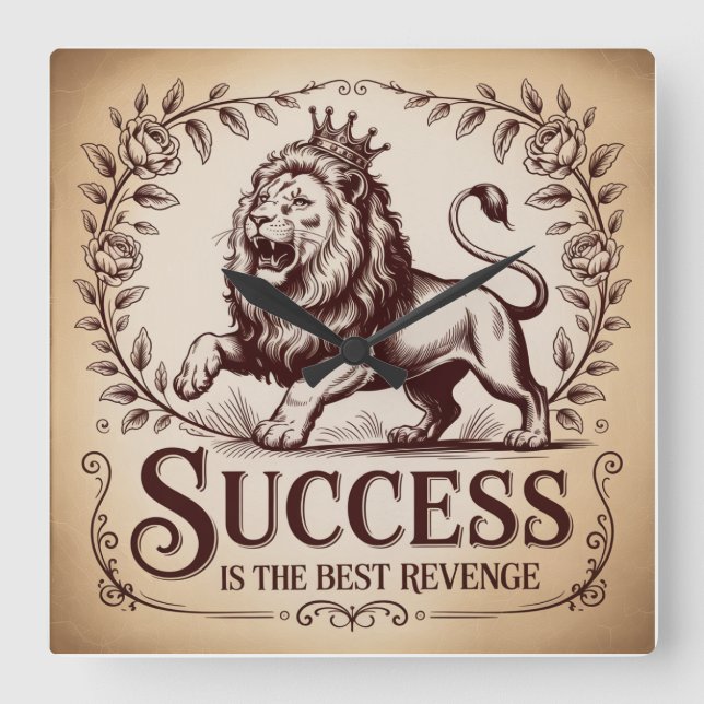 Success Is The Best Revenge Square Wall Clock (Front)