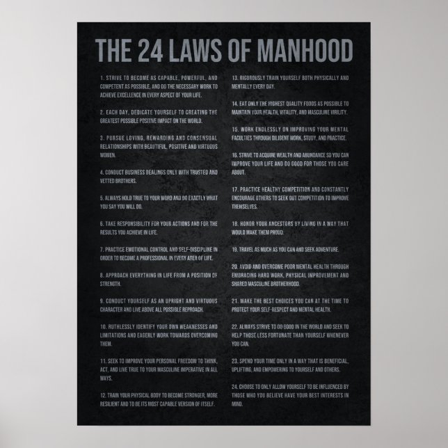 Success Motivation - 24 Laws Of Manhood Poster (Front)