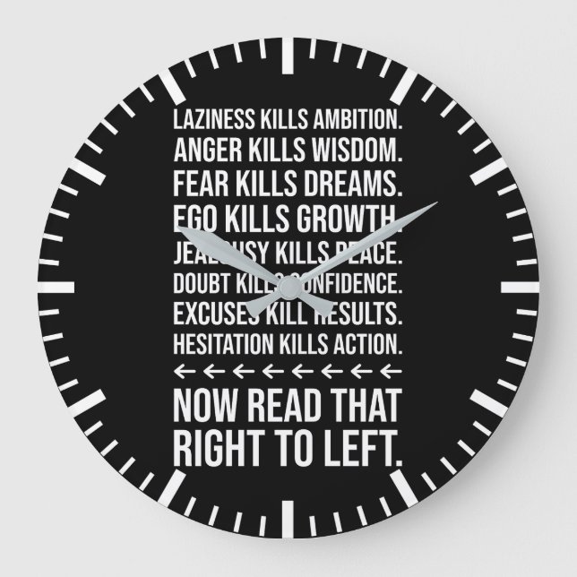 Success Motivation, Gym, Hustle, Grind Inspiration Large Clock (Front)