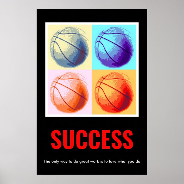 Success Motivational Basketball Pop Art Poster (Front)