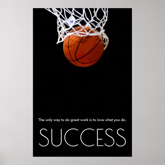Success Motivational Basketball Trendy Stylish Poster (Front)
