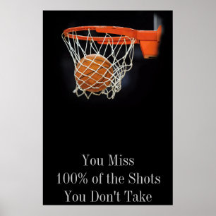 Success Motivational Quote Basketball Door Poster