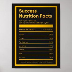 Success Nutrition Facts   Motivational Quote Poster