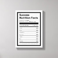 Success Nutrition Facts Motivational Wall Art