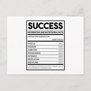 Success Nutritional Facts Postcard