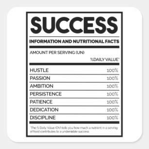 Success Nutritional Facts Square Sticker