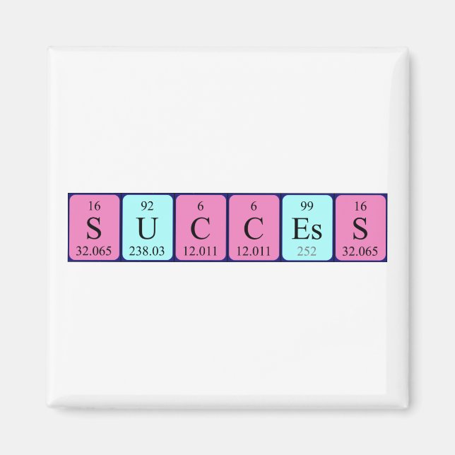 Success periodic table name magnet (Front)