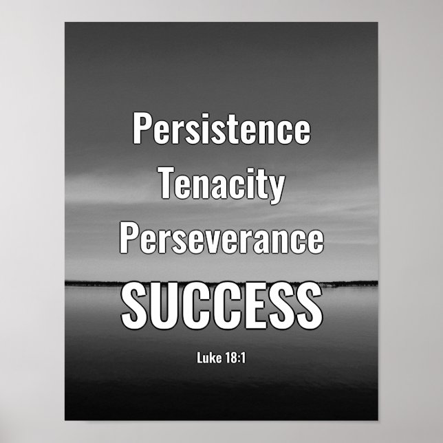 SUCCESS | Persist Persevere | Scripture GRAY Poster (Front)